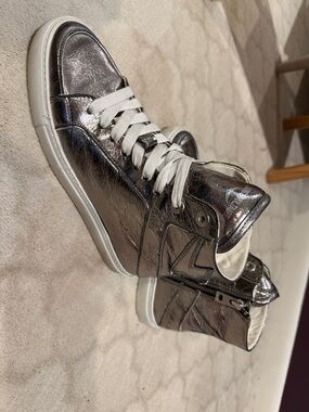 Zadig & Voltaire Metallic Silver High-Top Sneakers